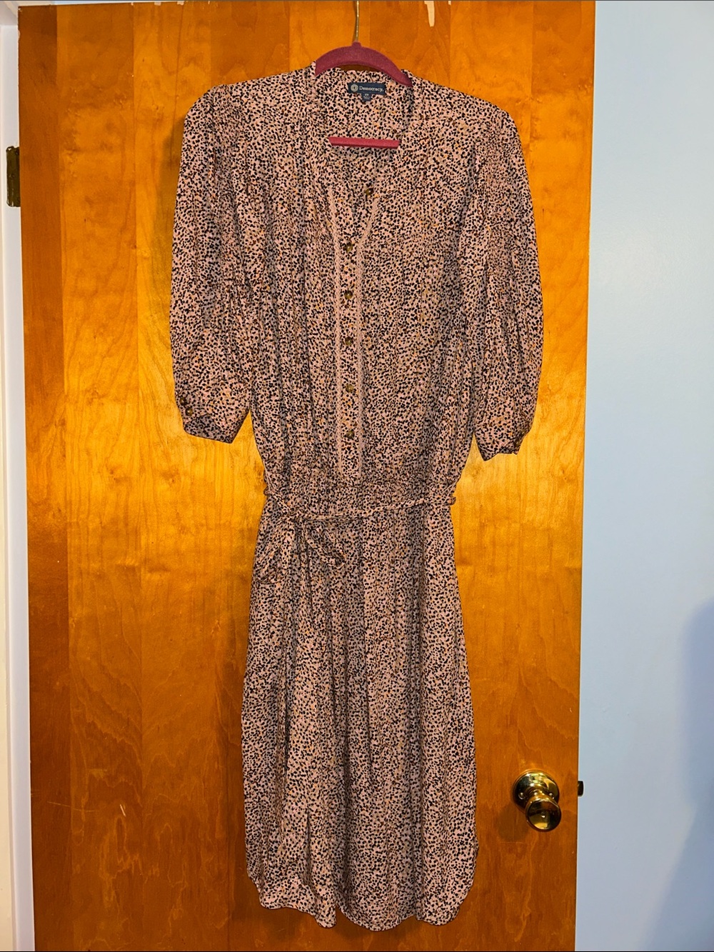 Democracy Pink Speckle Tie-Waist  Dress